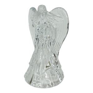 DePlomb Crystal Angel Candle Holder Clear Glass 7.5" Figurine with Tag Vintage